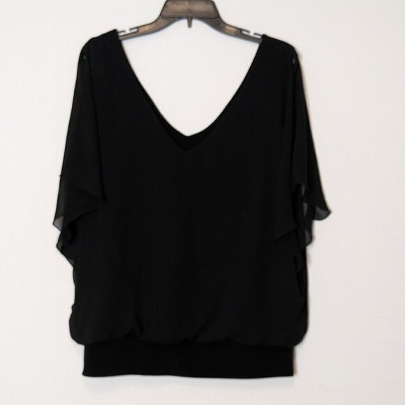 STUDIO 1940 Black 2 Piece Blouse Top; Tank w Chiffon Overlay; Size M - Picture 1 of 5